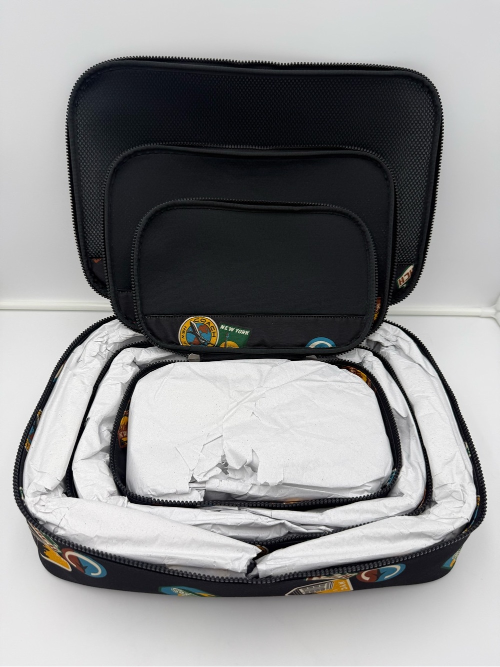 COACH NY • Unisex NWT Set of 3 Packing Cubes w/ Travel Patches in Black • 1287 - Picture 8 of 11